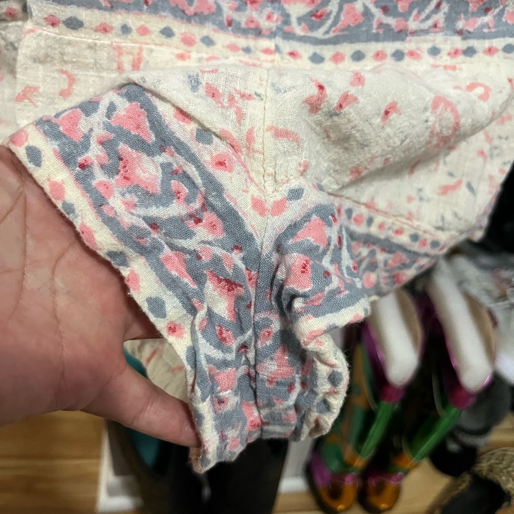 Free People Women's Sleeveless Paisley Romper- Pink and Blue - Picture 4 of 4